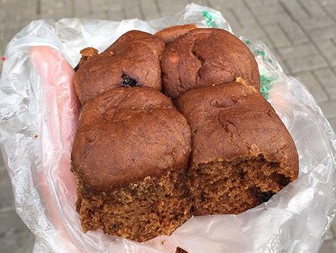 Fresh tang huoshao, a sweet baked cake, from a Beijing bakery.